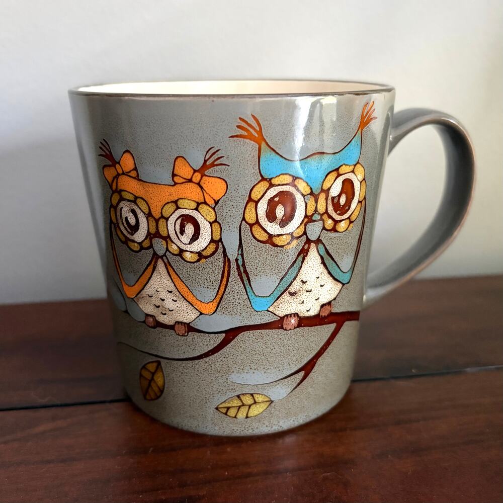 Great Gatherings Owls Out On A Limb Oversized Mug Dark Gray Ceramic Coffee Cup